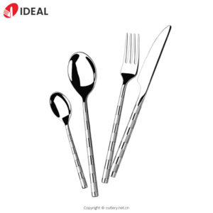 Thick Stainless Steel 4 Piece Steak Knife Fork Spoon Plate Set Kitchen Essentials