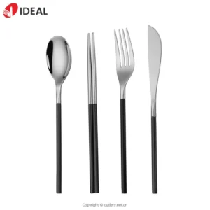 Metal Flatware Cutlery Set With Food Safe Lacquer Black Color Handle for Handicraft Kitchenware Flatware Set