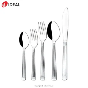 5-Piece Embossed 304 Stainless Steel Mirror Finish Flatware Set