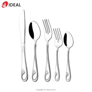 Decorative 5-Piece 304 Stainless Steel Mirror Polish Knife Fork Spoon