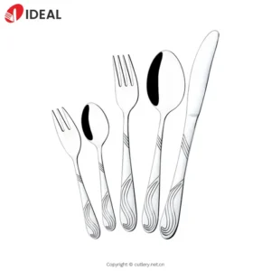 5-Piece Engraved 304 Stainless Steel Flatware Set Mirror Finish