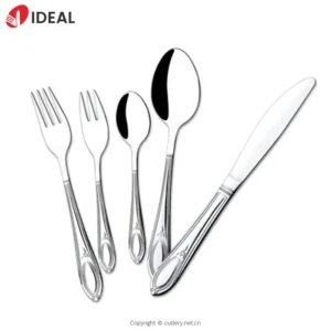 304 Stainless Steel 5-Piece Luxury Carved Flatware Set Mirror Finish