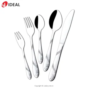 Handcrafted 5-Piece Patterned 304 Stainless Steel Flatware Set