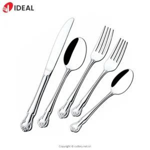 Luxury 5-Piece Floral Carved 304 Stainless Steel Knife Fork Spoon Set