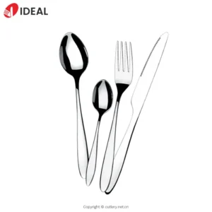304 Stainless Steel 4-Piece Gold Plated Knife Fork Spoon Set Mirror Finish