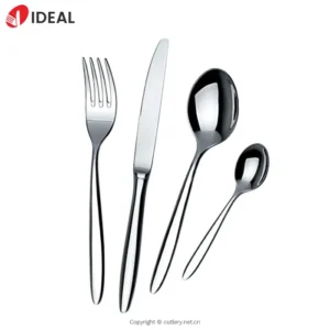 Thick Stainless Steel 4 Piece Steak Knife Fork Spoon Plate Set Kitchen Essentials