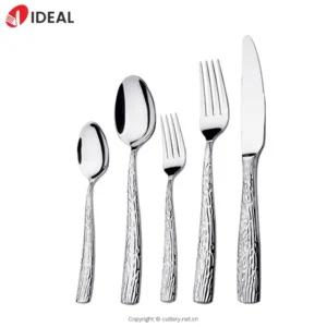 Silver Finish Flatware Set Featuring Twisted Pattern Handles Premium Stainless Steel Dining Collection