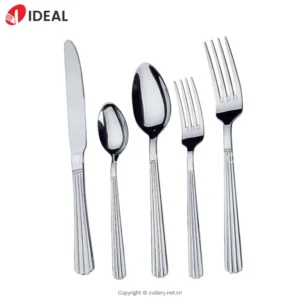 Silver Stainless Steel 18/10 Silverware Modern Striped Design Cutlery Set