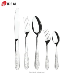 Steel Cutlery Set carved Handle Spoons Forks Knives Spoons and mirrored steel