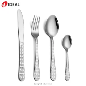 Flower Design Stainless Steel Flatware Mirror Polished Wedding and Event Cutlery Set