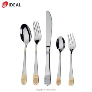 King Crown Design Handle Cutlery Set Fork Spoon Knife Gold Plated Silverware Serving Set