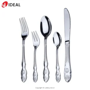 Professional Silver Stainless Steel Cutlery Set New Fashion Luxury Tableware Sets with Retro Thick Handle