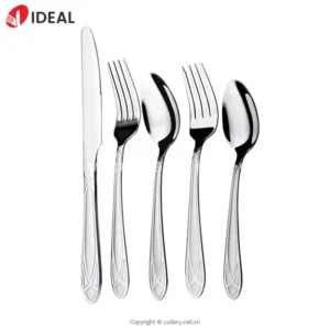 Mirror Polish Embossed 304 Stainless Steel Knife Fork Spoon Set