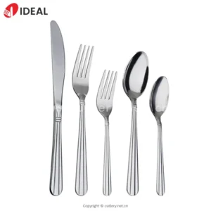 High Mirror Polish Silver Dinner Knife Fork Spoon Flatware Stainless Steel Cutlery Set with Straight Line New Design Handle