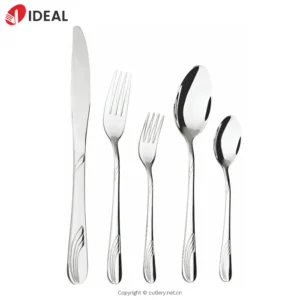 Classic 5-Piece Floral Pattern 304 Stainless Steel Knife Fork Spoon Set